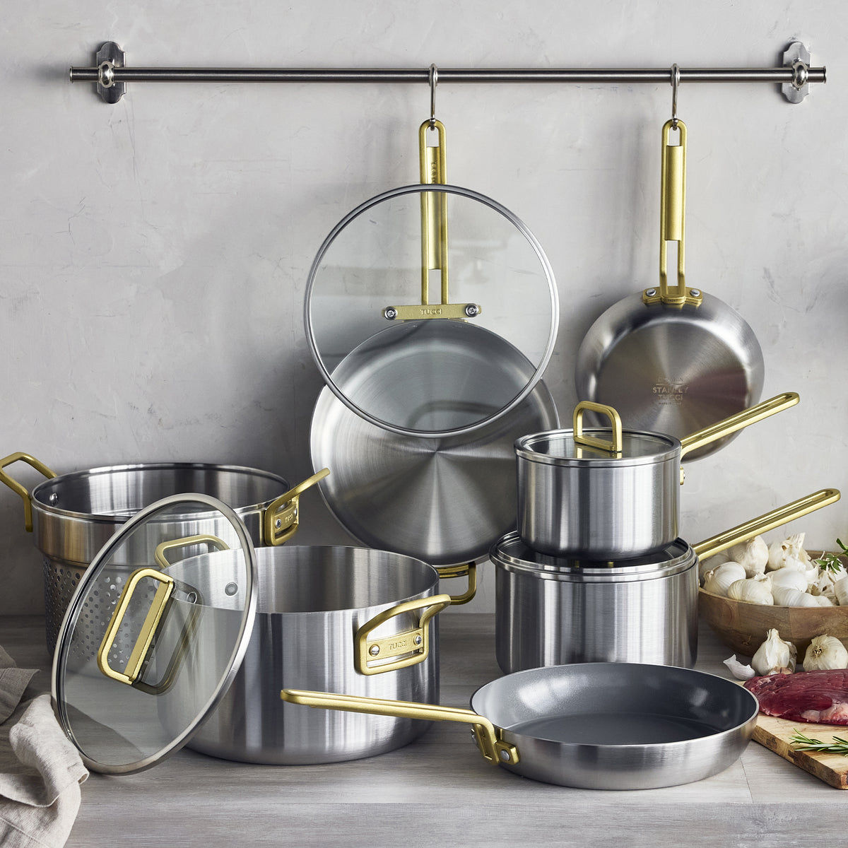 Stanley Tucci™ Mixed Material Stainless Steel 11-Piece Cookware Set - Image 4