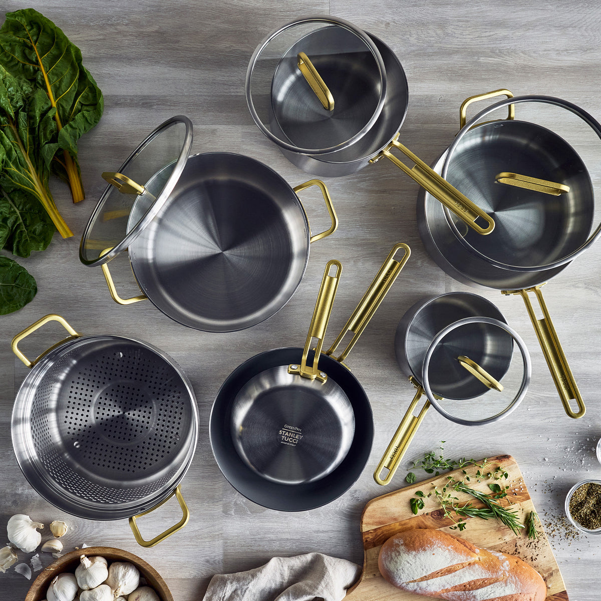 Stanley Tucci™ Mixed Material Stainless Steel 11-Piece Cookware Set - Image 9