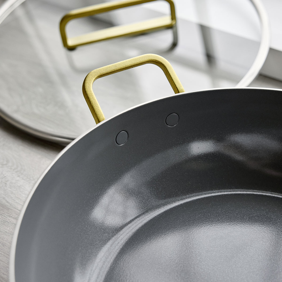 Stanley Tucci™ Stainless Steel Ceramic Nonstick 6.5-Quart Essential Stanley Pan with Lid | Champagne Handle - Image 8