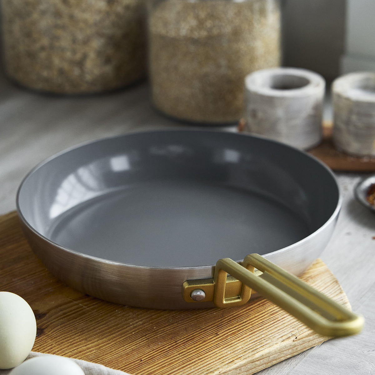Stanley Tucci™ Stainless Steel Ceramic Nonstick 8 & 10 Frypan Set | Champagne Handles - Image 8
