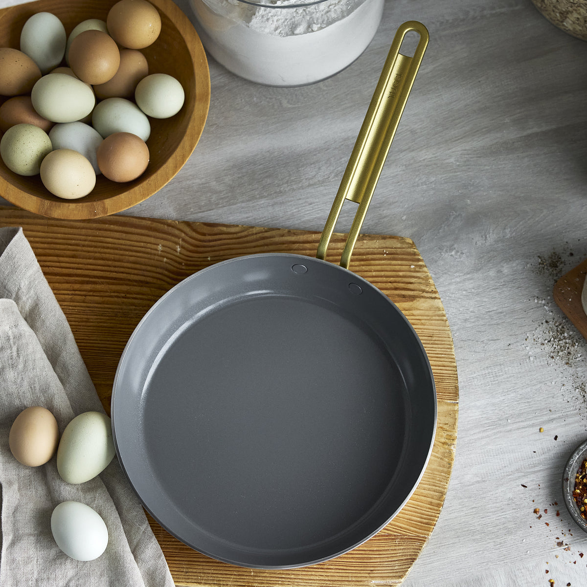 Stanley Tucci™ Stainless Steel Ceramic Nonstick 8 & 10 Frypan Set | Champagne Handles - Image 9