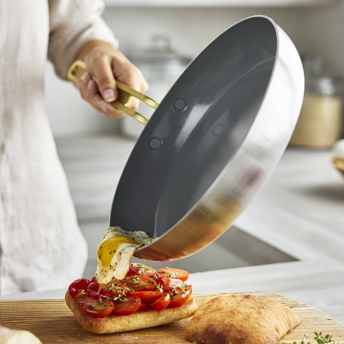 Stanley Tucci™ Stainless Steel Ceramic Nonstick 8 & 10 Frypan Set | Champagne Handles - Image 10