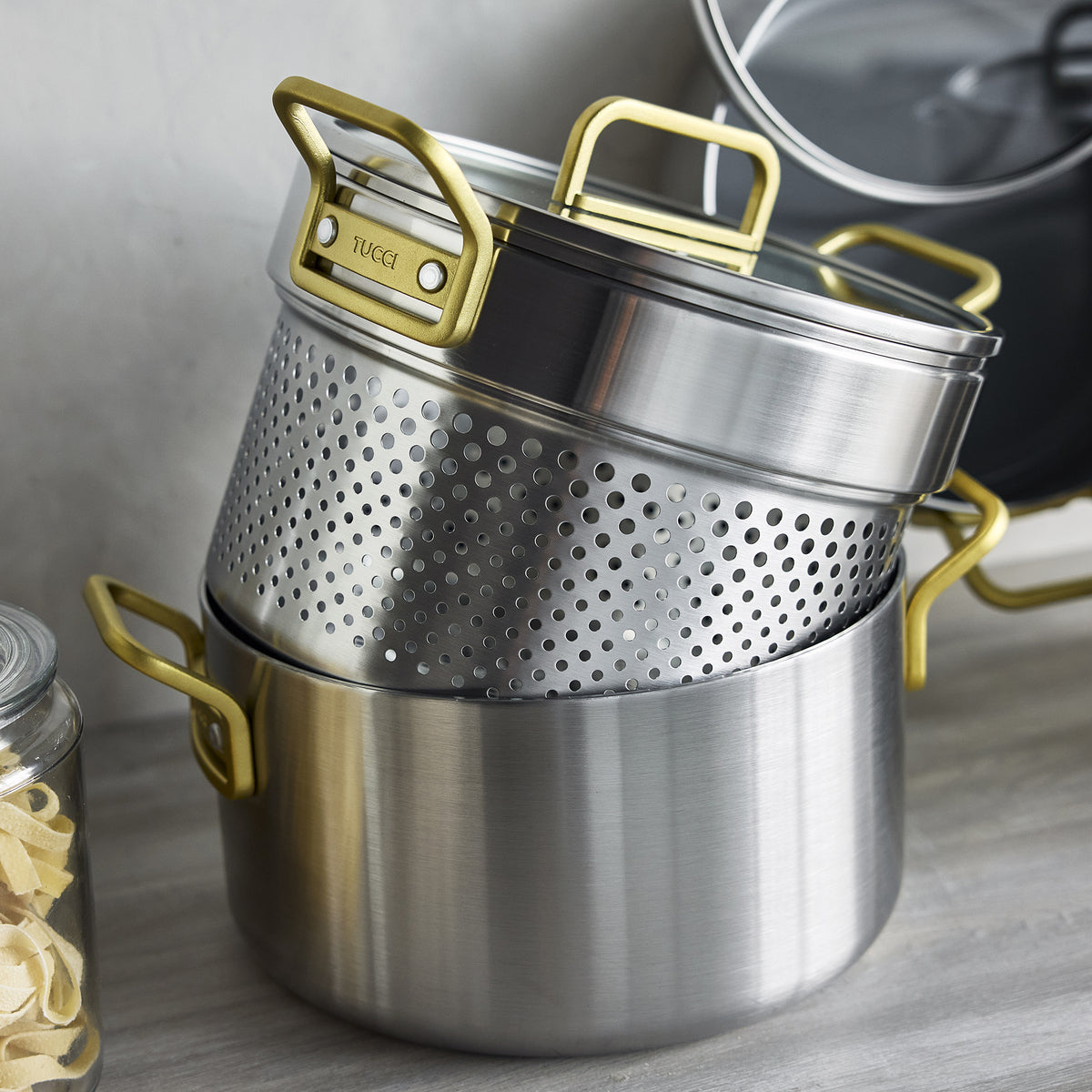 Stanley Tucci™ Stainless Steel Ceramic Nonstick 11-Piece Cookware Set | Champagne Handles - Image 8
