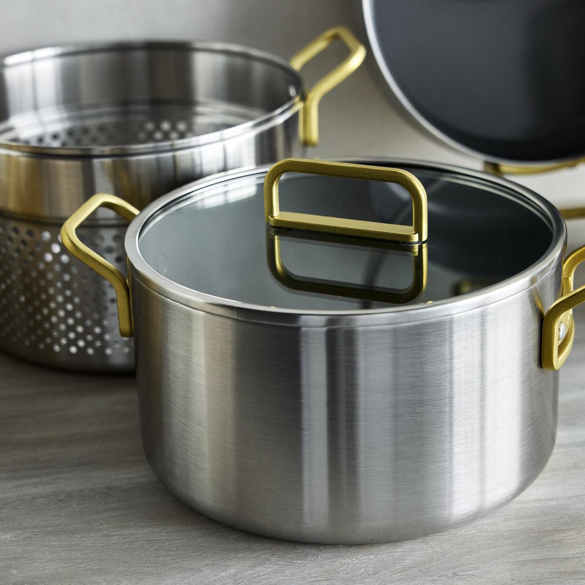 Stanley Tucci™ Stainless Steel Ceramic Nonstick 11-Piece Cookware Set | Champagne Handles - Image 9