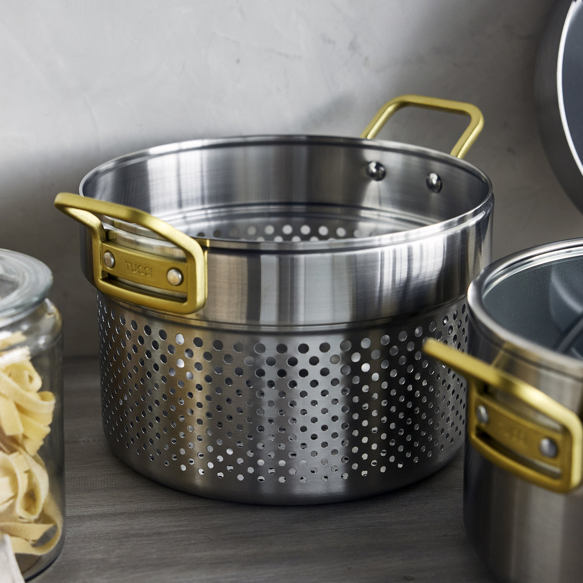 Stanley Tucci™ Stainless Steel Ceramic Nonstick 11-Piece Cookware Set | Champagne Handles - Image 10