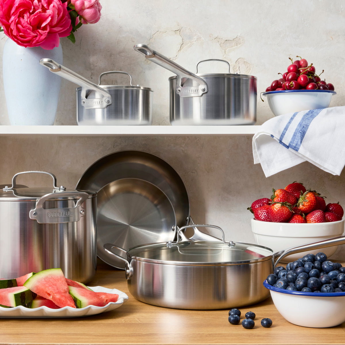 Bobby Flay by GreenPan Chef Series Uncoated Stainless Steel 10-Piece Cookware Set - Image 4