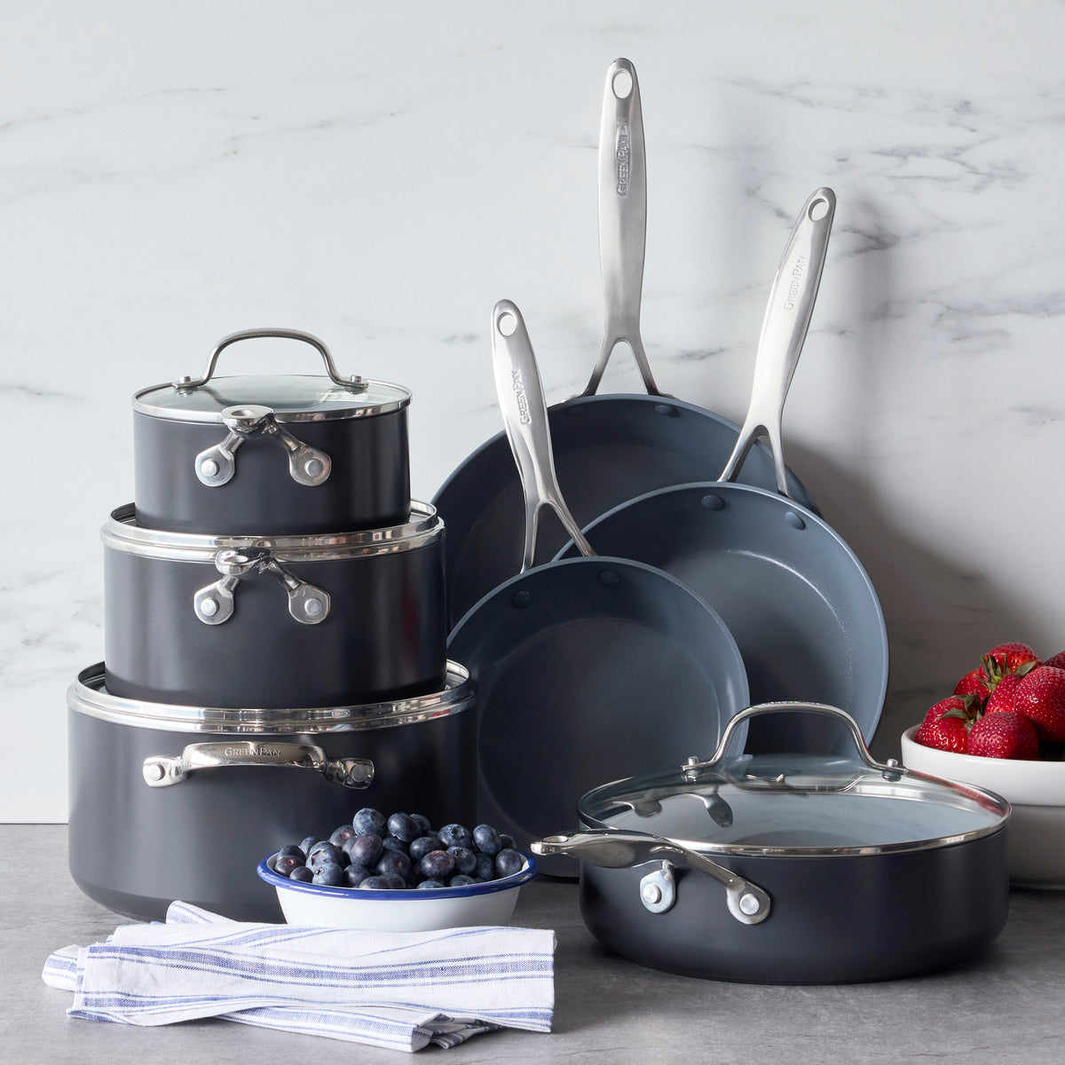 Valencia Pro Ceramic Nonstick 11-Piece Cookware Set | Gray - Image 4