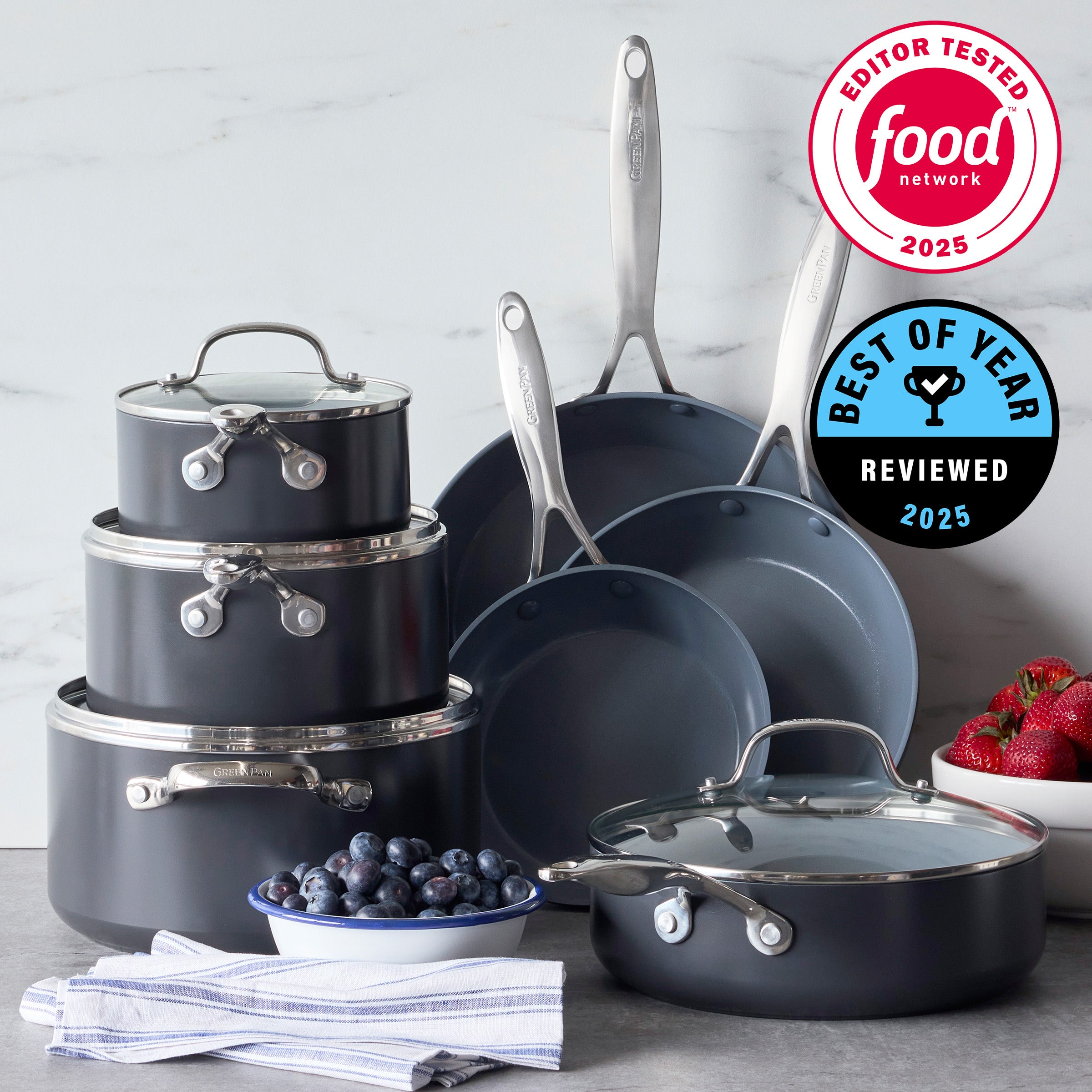 Valencia Pro Ceramic Nonstick 11-Piece Cookware Set | Gray - Image 2