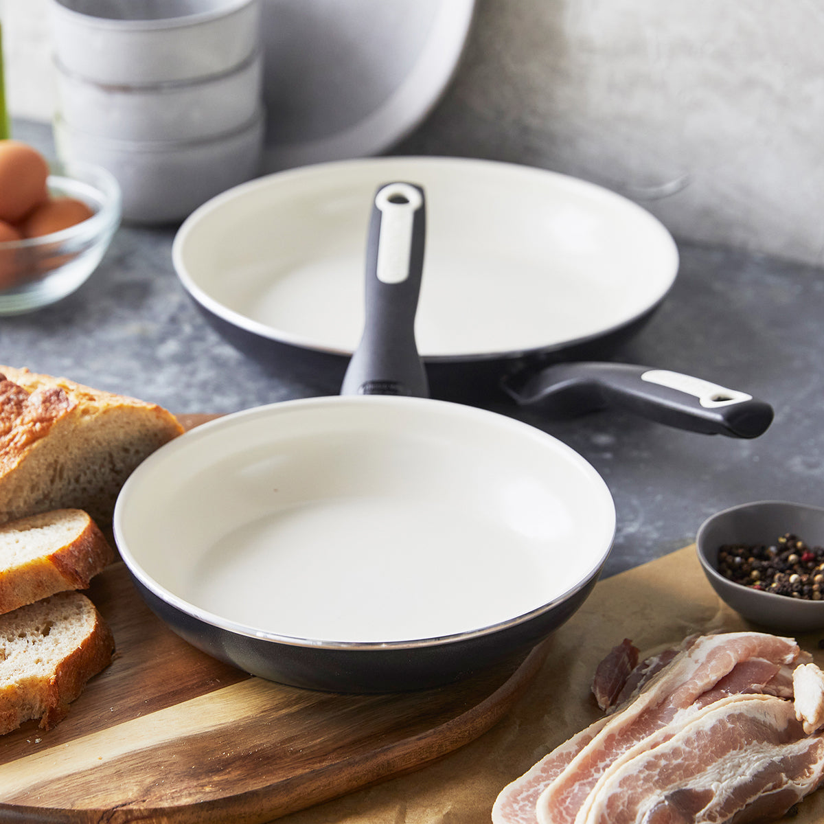Rio Ceramic Nonstick 8 and 10 Frypan Set | Black - Image 2
