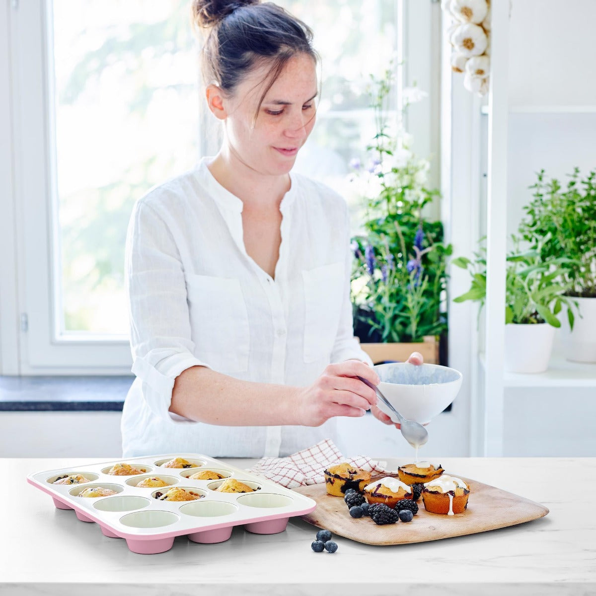 GreenLife Ceramic Nonstick Muffin Pan | Pink - Image 4