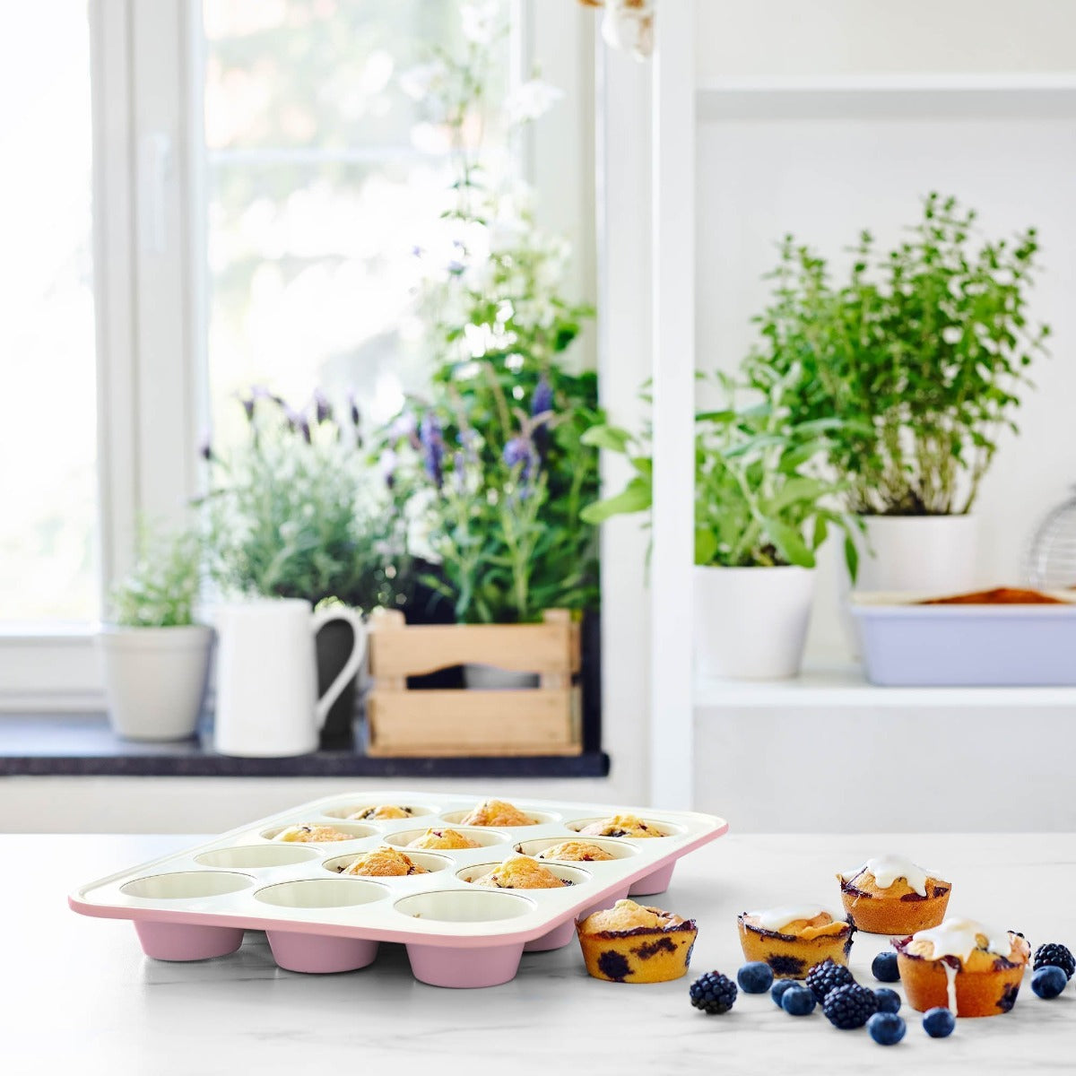 GreenLife Ceramic Nonstick Muffin Pan | Pink - Image 2