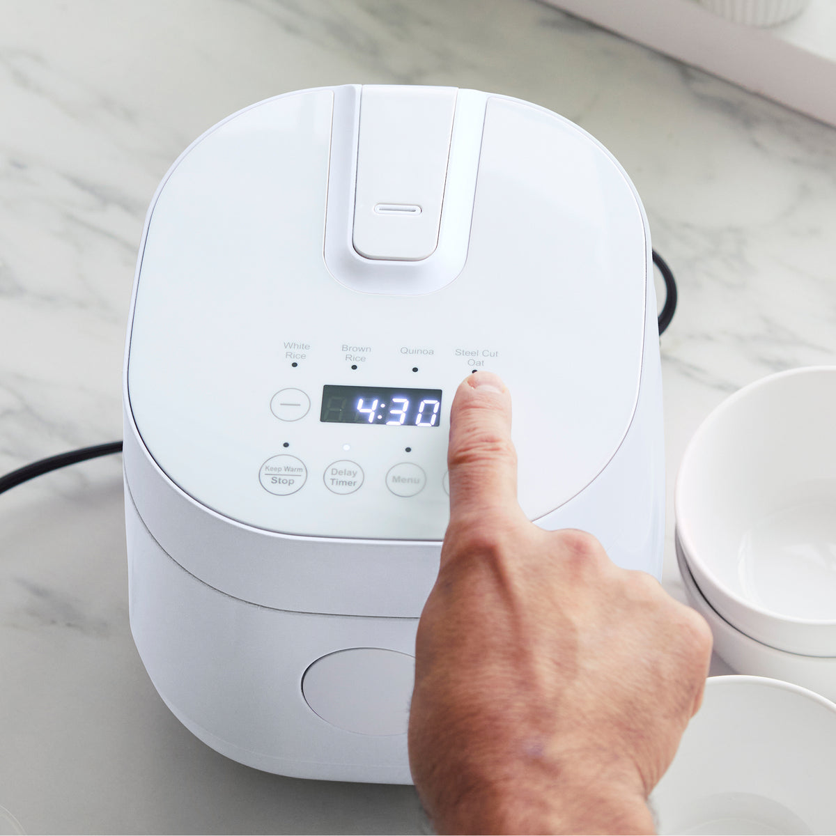 GreenLife 4-Cup Rice & Grains Cooker | White - Image 3