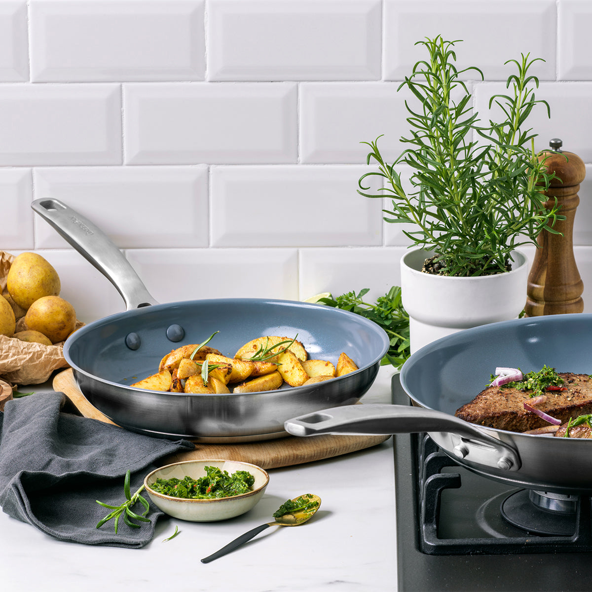 Treviso Ceramic Nonstick Stainless Steel 10-Piece Cookware Set - Image 4