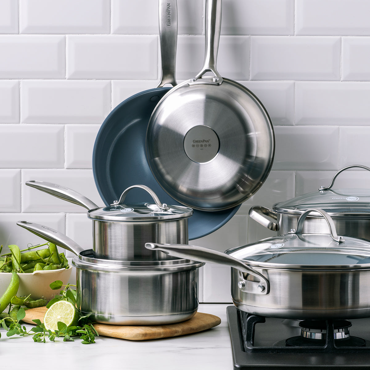 Treviso Ceramic Nonstick Stainless Steel 10-Piece Cookware Set - Image 2