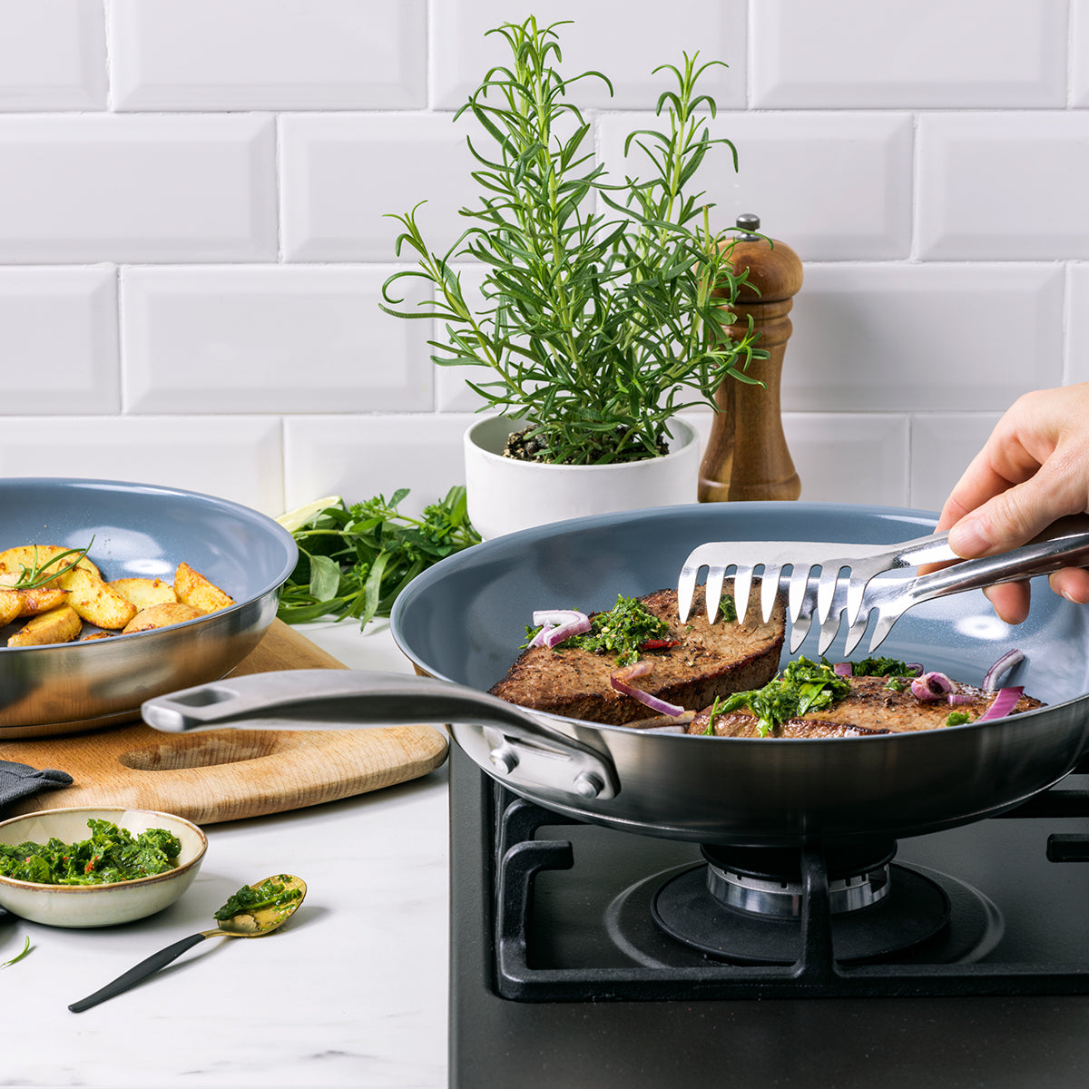 Treviso Ceramic Nonstick Stainless Steel 10-Piece Cookware Set - Image 6