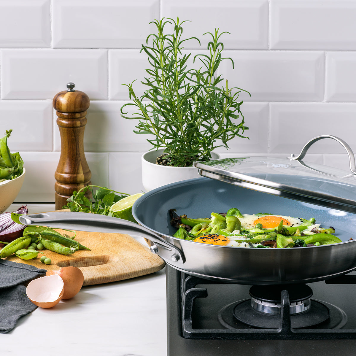 Treviso Ceramic Nonstick Stainless Steel 10-Piece Cookware Set - Image 7