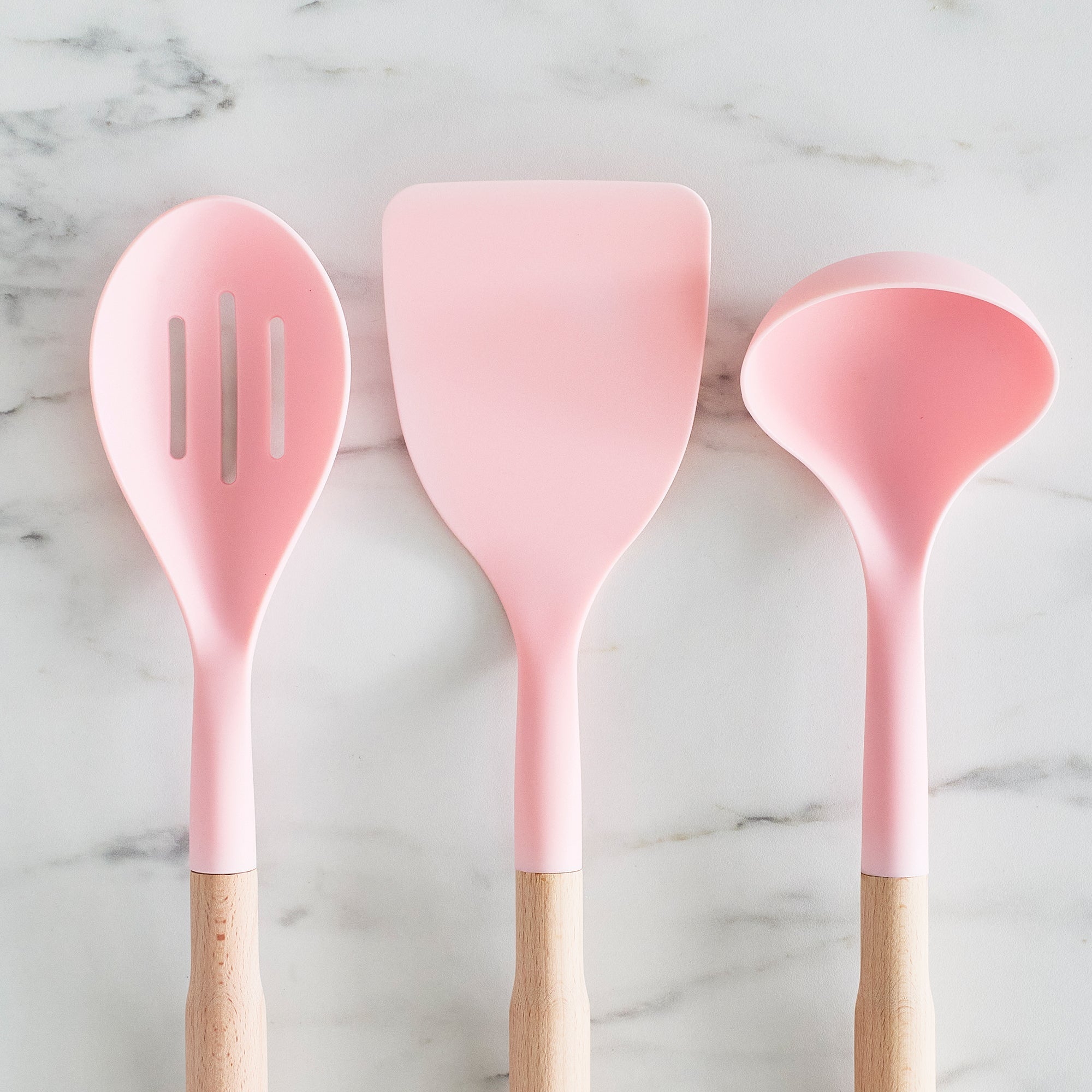GreenLife Nylon & Wood Cooking Utensils with Ceramic Crock. 7-Piece Set | Pink - Image 4