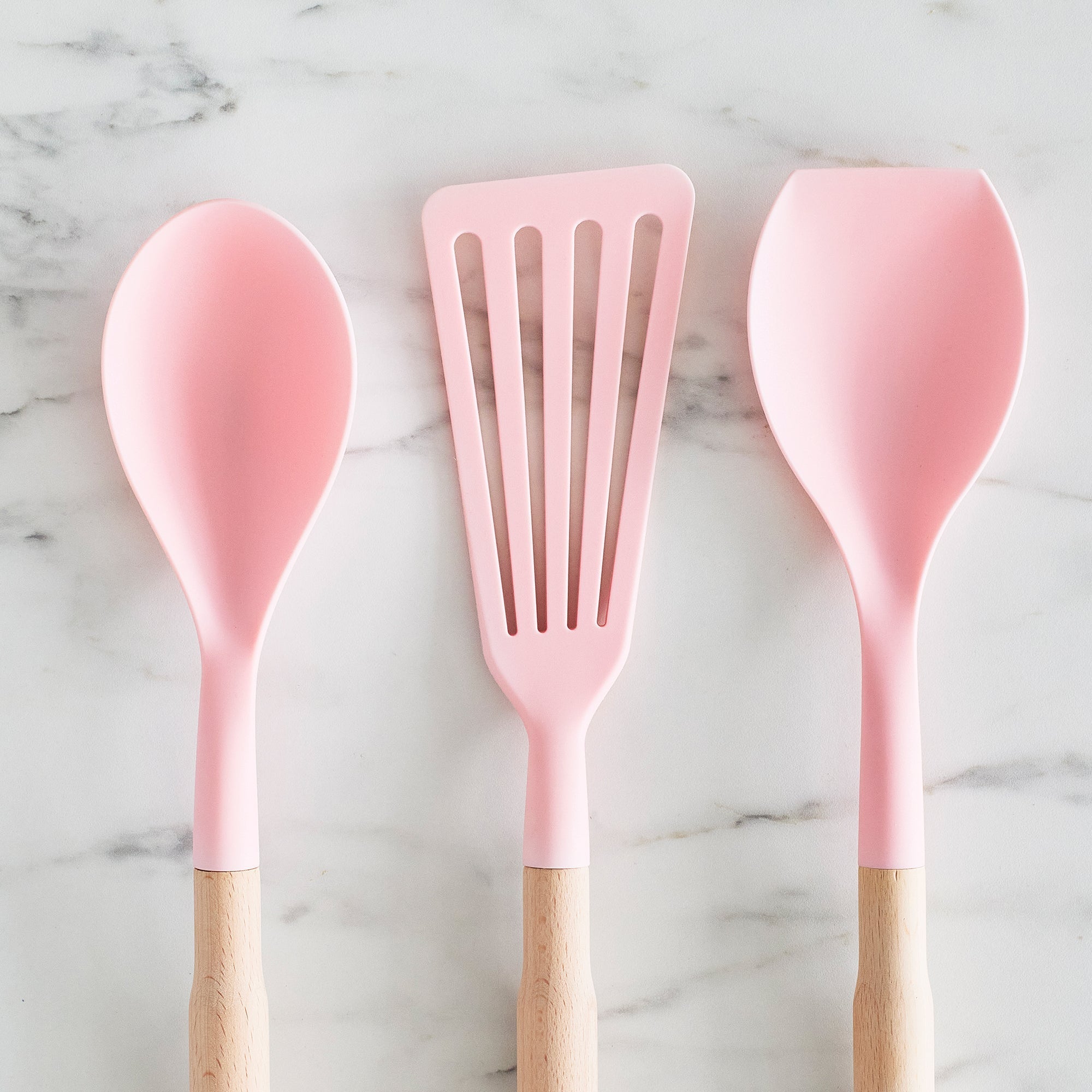 GreenLife Nylon & Wood Cooking Utensils with Ceramic Crock. 7-Piece Set | Pink - Image 5