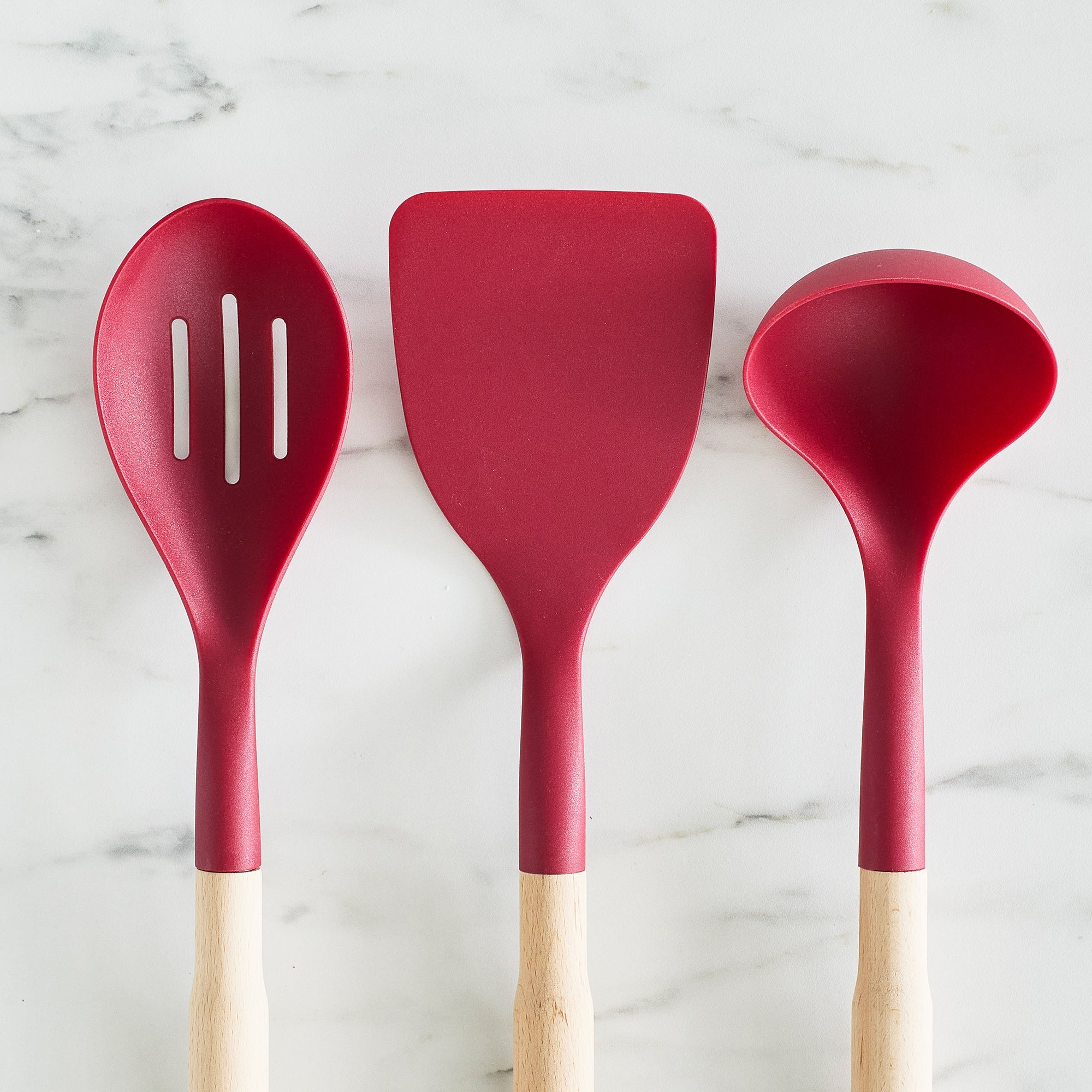 GreenLife Nylon & Wood Cooking Utensils with Ceramic Crock. 7-Piece Set | Red - Image 4