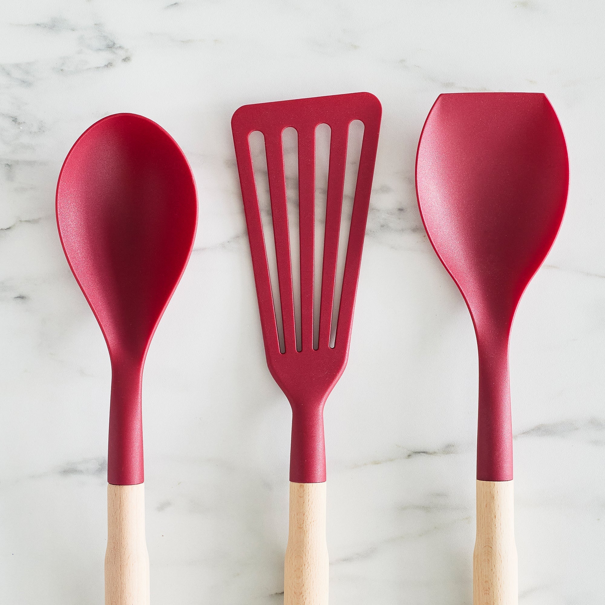 GreenLife Nylon & Wood Cooking Utensils with Ceramic Crock. 7-Piece Set | Red - Image 5