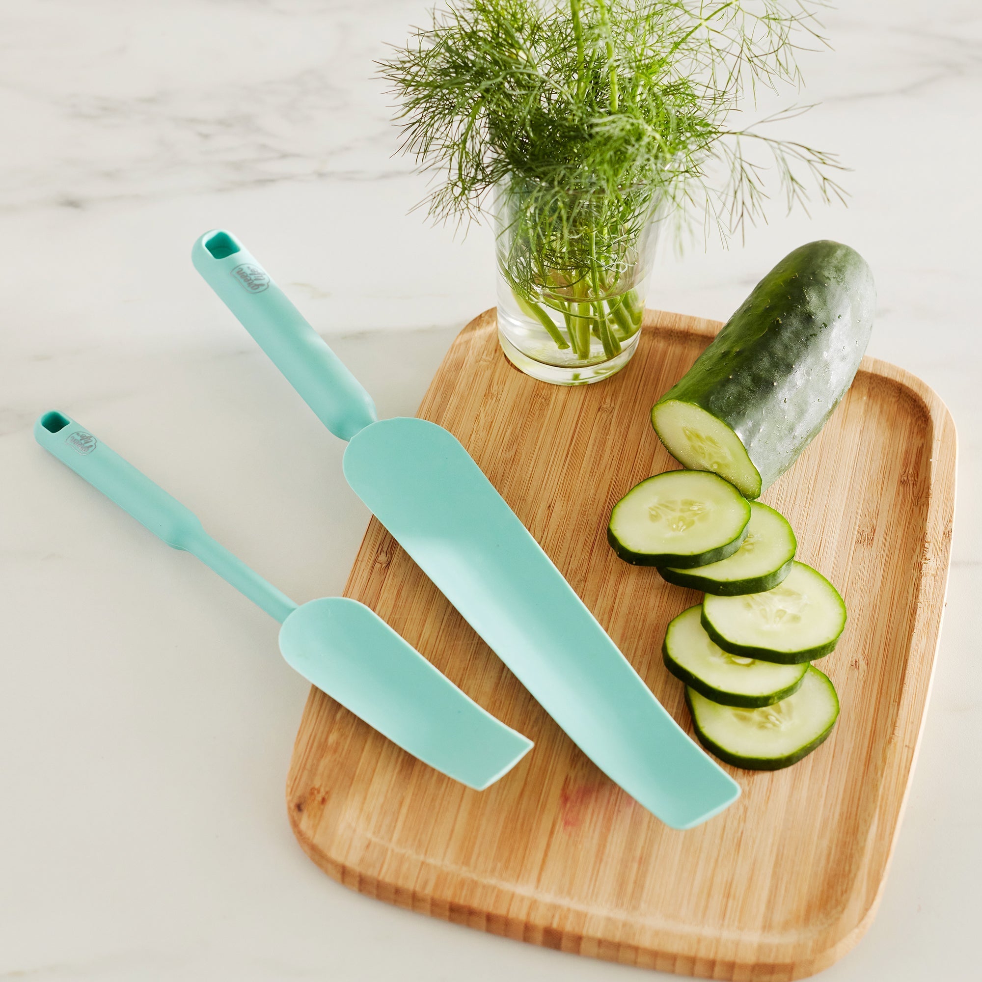 GreenLife Easy Reach Silicone Spatula. 2-Piece Set | Turquoise - Image 2