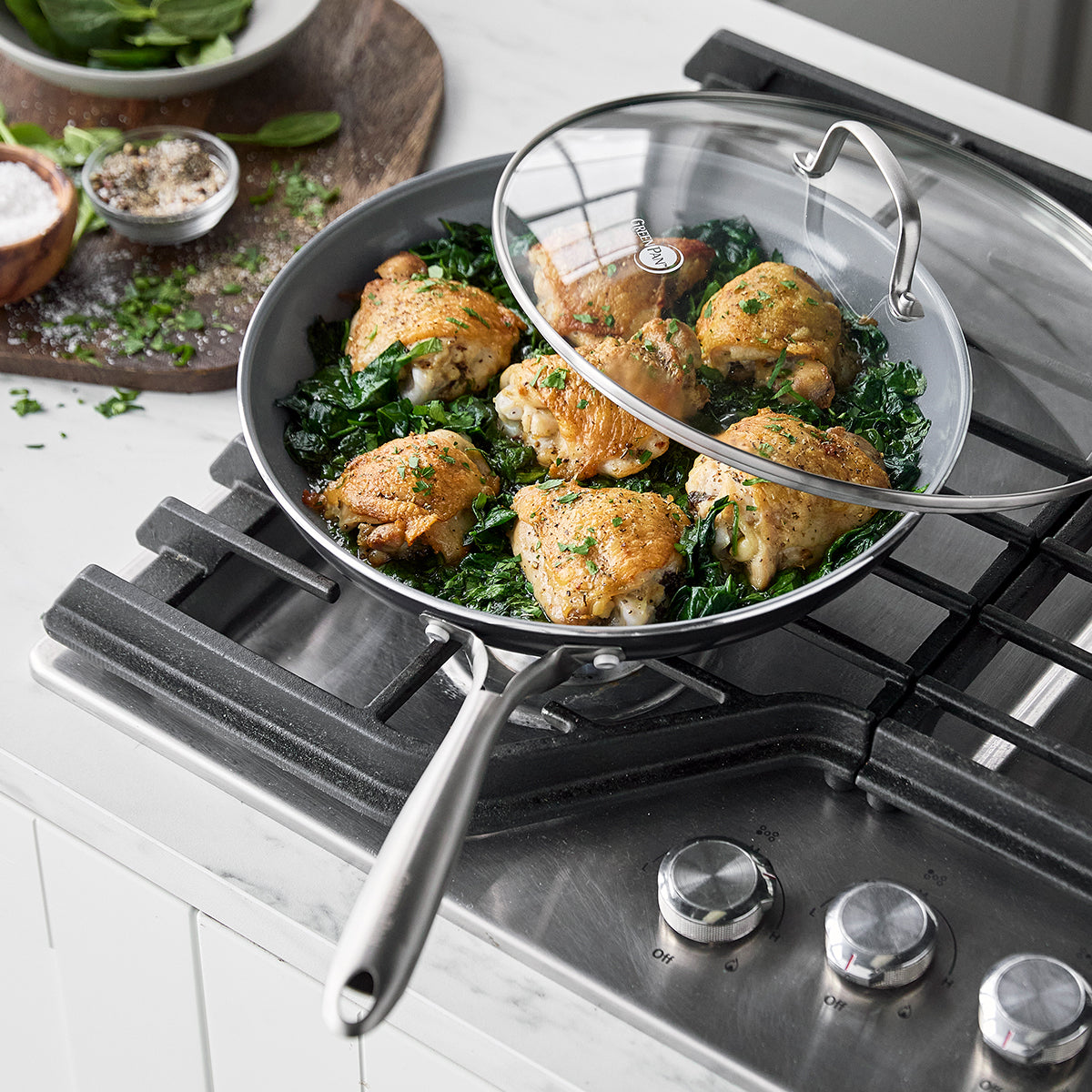 Swift Ceramic Nonstick 12 Frypan with Lid - Image 4