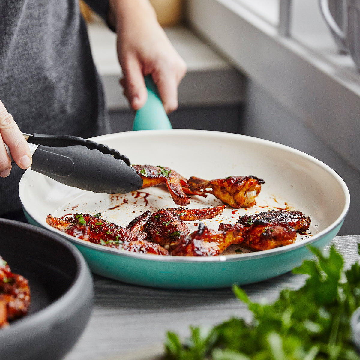 Rio Ceramic Nonstick 7. 9.5 and 11 Frypan Set | Turquoise - Image 5