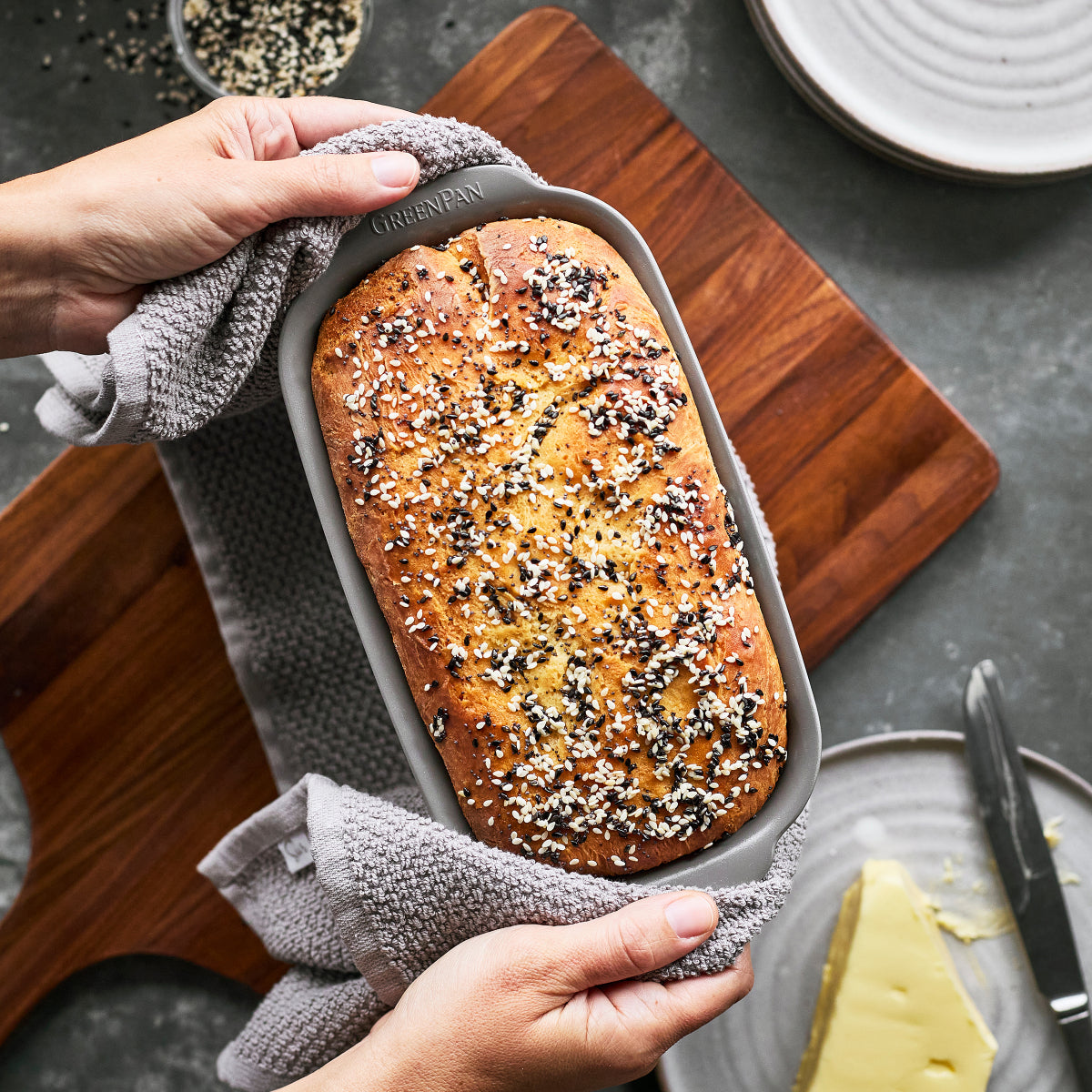 Premiere Ovenware Ceramic Nonstick 1 lb. Loaf Pan | Gray - Image 6
