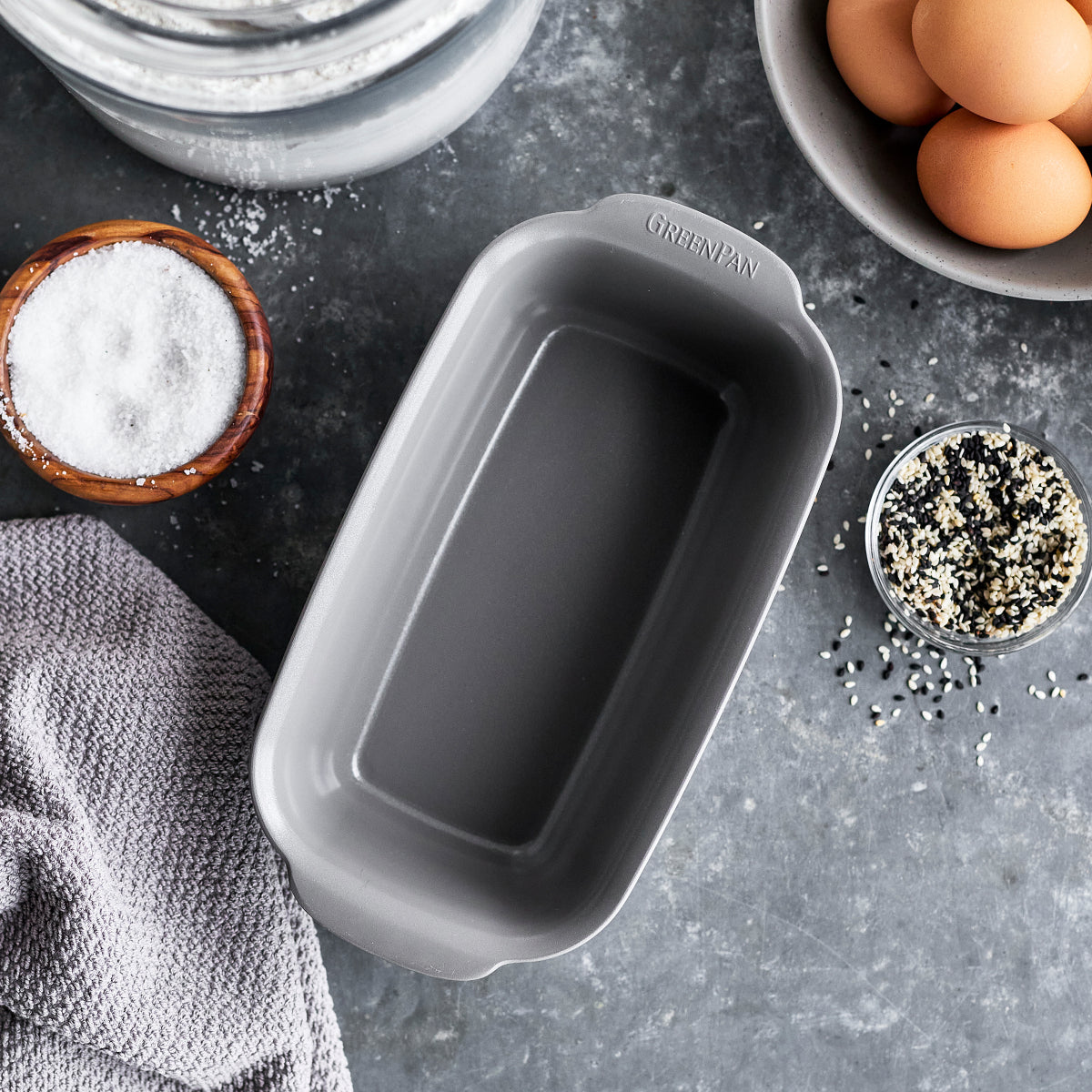Premiere Ovenware Ceramic Nonstick 1 lb. Loaf Pan | Gray - Image 4