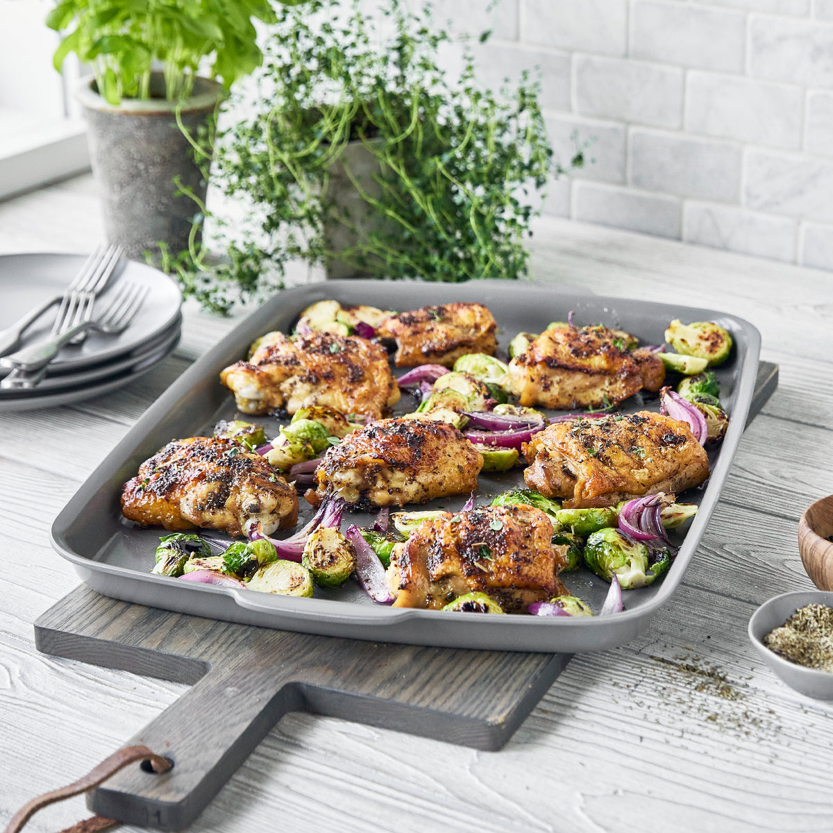 Premiere Ovenware Ceramic Nonstick 18 x 13 Half Sheet Pan Set | Gray - Image 5