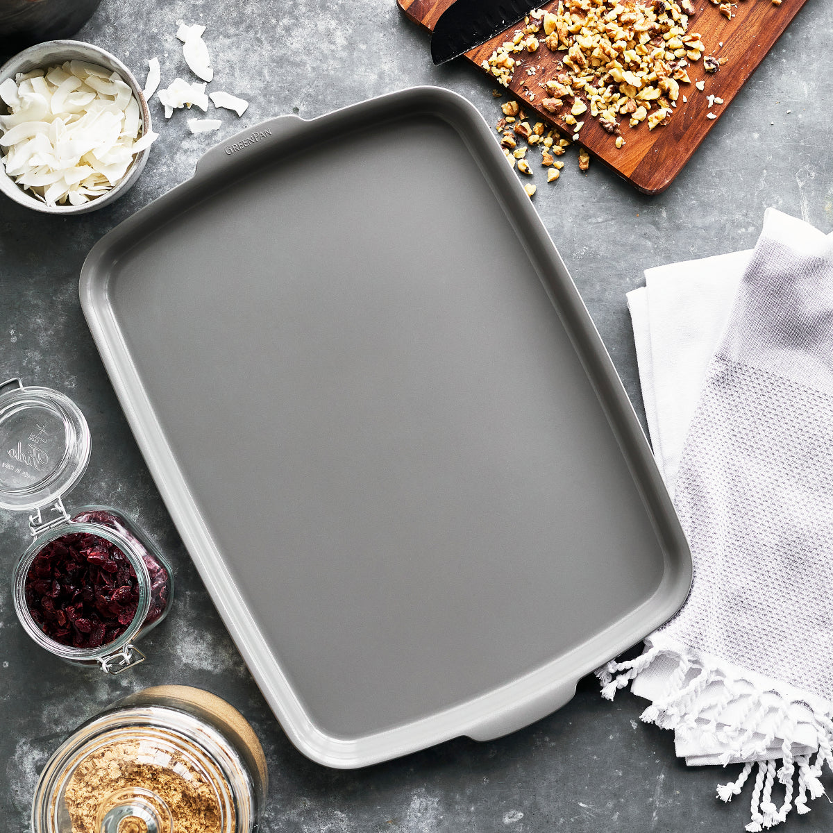 Premiere Ovenware Ceramic Nonstick 18 x 13 Half Sheet Pan Set | Gray - Image 3