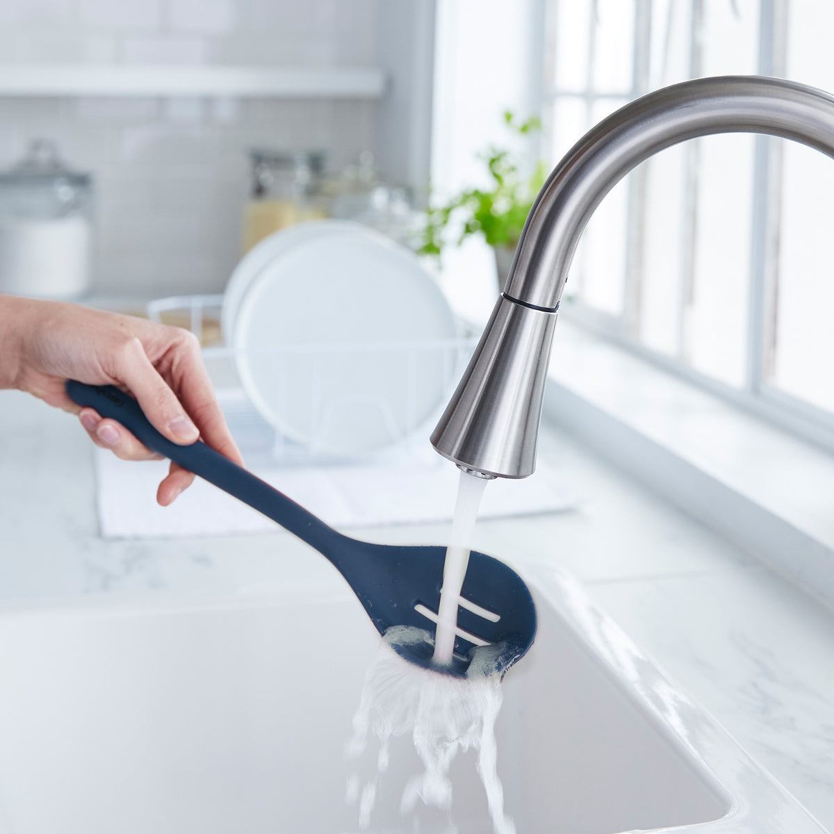 Platinum Silicone Slotted Spoon | Navy - Image 4