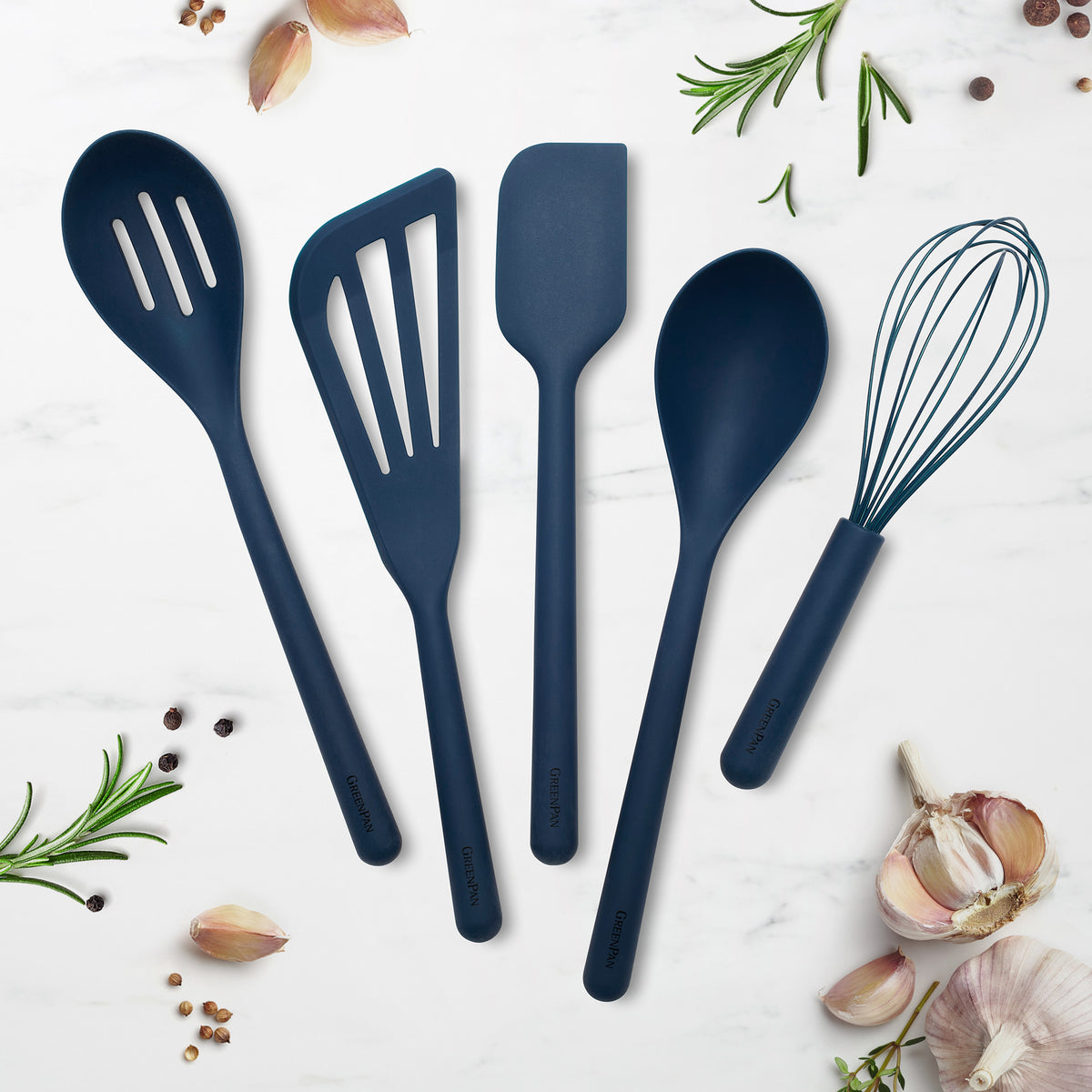 Platinum Silicone Tools 5-Piece Utensil Set | Navy - Image 2