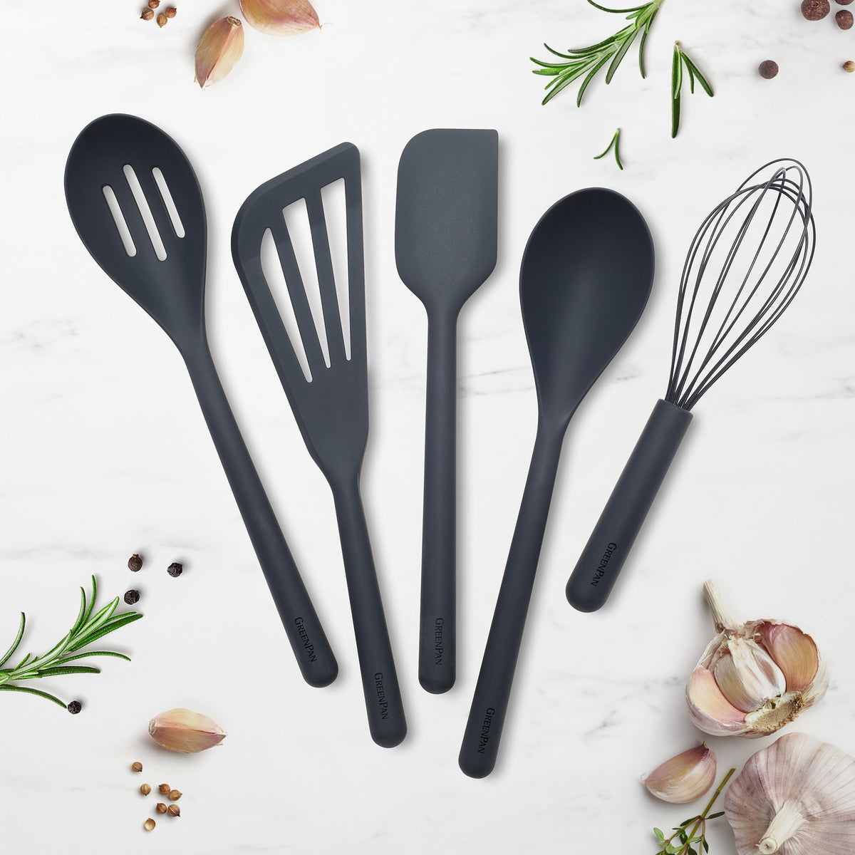 Platinum Silicone Tools 5-Piece Utensil Set | Gray - Image 2