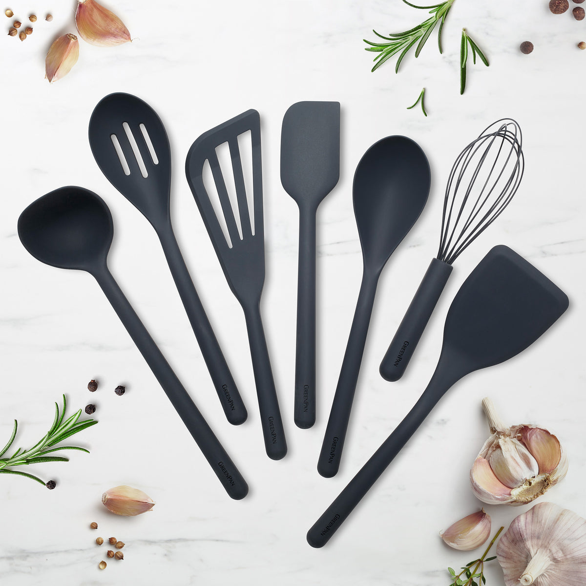 Platinum Silicone Tools 7-Piece Utensil Set | Gray - Image 2