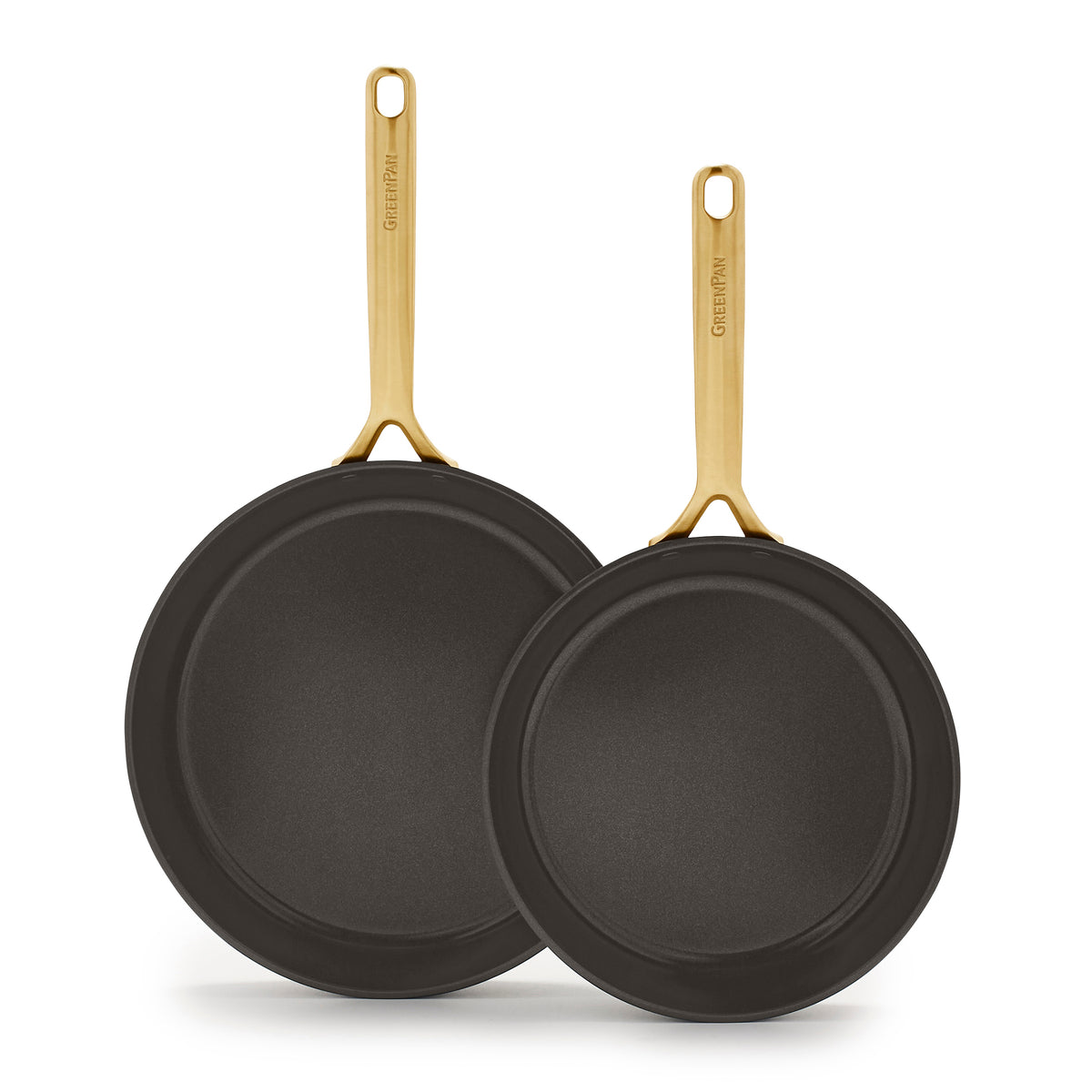 GP5 Colors Ceramic Nonstick 9.5 and 11 Frypan Set with Champagne Handles | Cocoa - Image 9