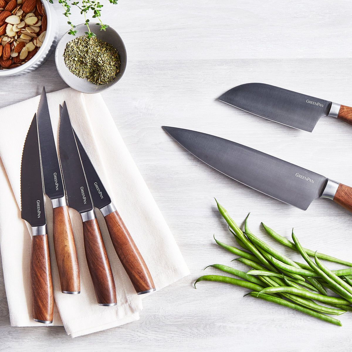 Premiere Titanium Cutlery 12-Piece Knife Block Set with Walnut Handles - Image 5
