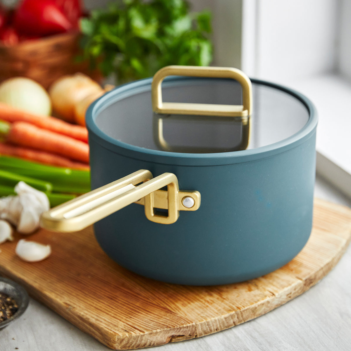 Stanley Tucci™ Ceramic Nonstick 4-Piece Saucepan Set | Venetian Teal - Image 5