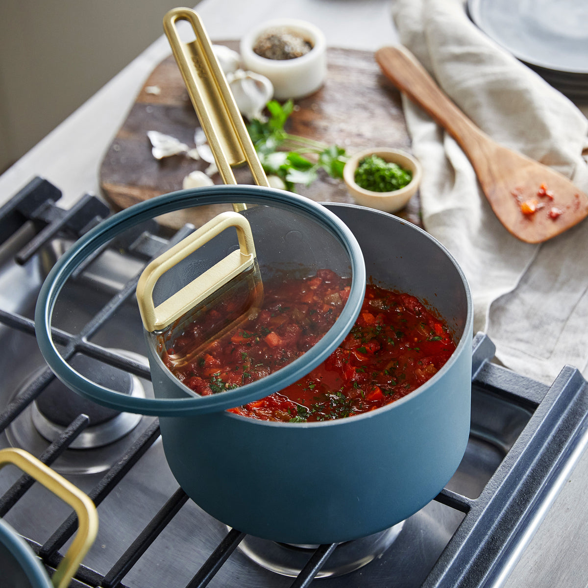 Stanley Tucci™ Ceramic Nonstick 4-Piece Saucepan Set | Venetian Teal - Image 7