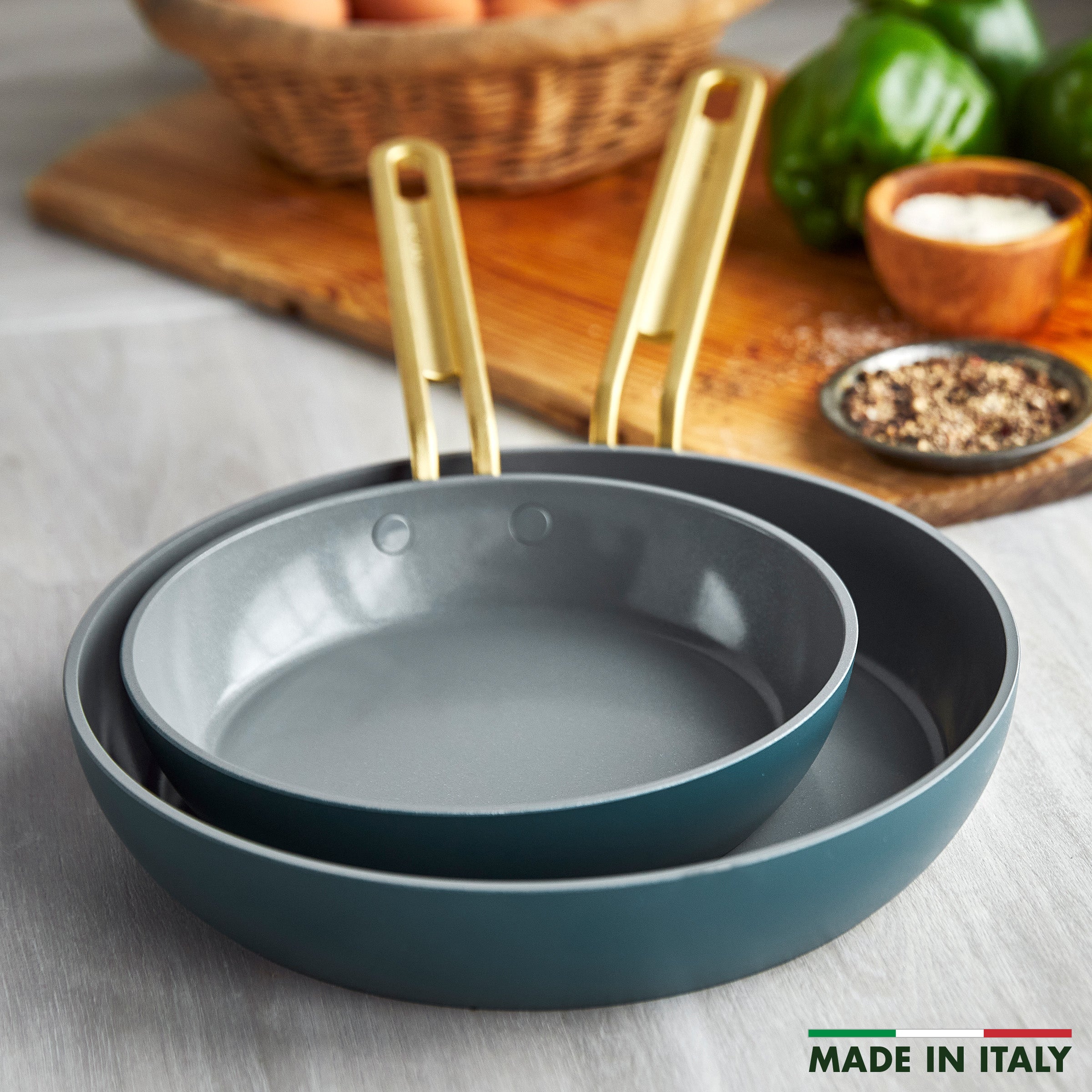 Stanley Tucci™ Ceramic Nonstick 8 and 10 Frypan Set | Venetian Teal - Image 3