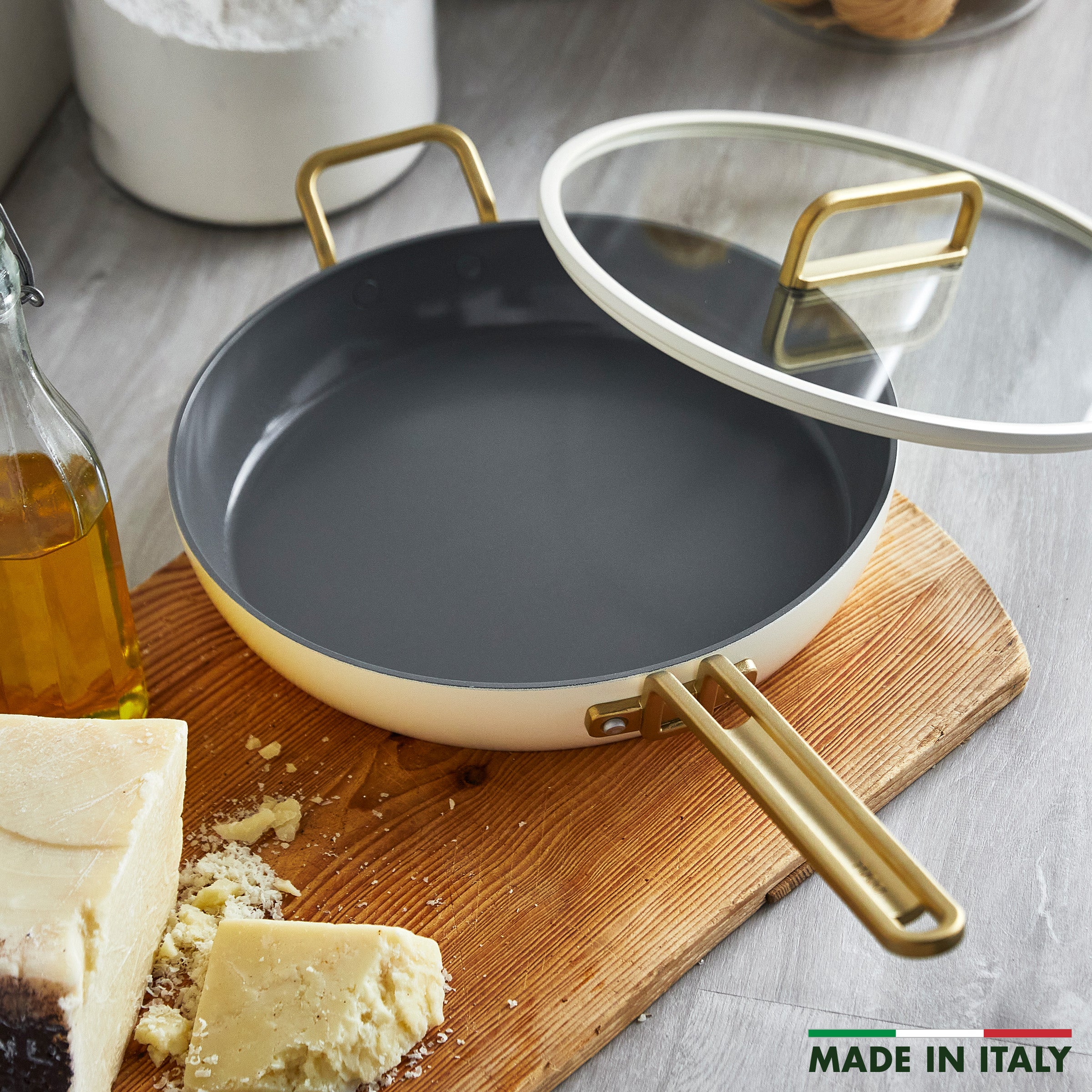 Stanley Tucci™ Ceramic Nonstick 12 Frypan with Lid | Carrara White - Image 3