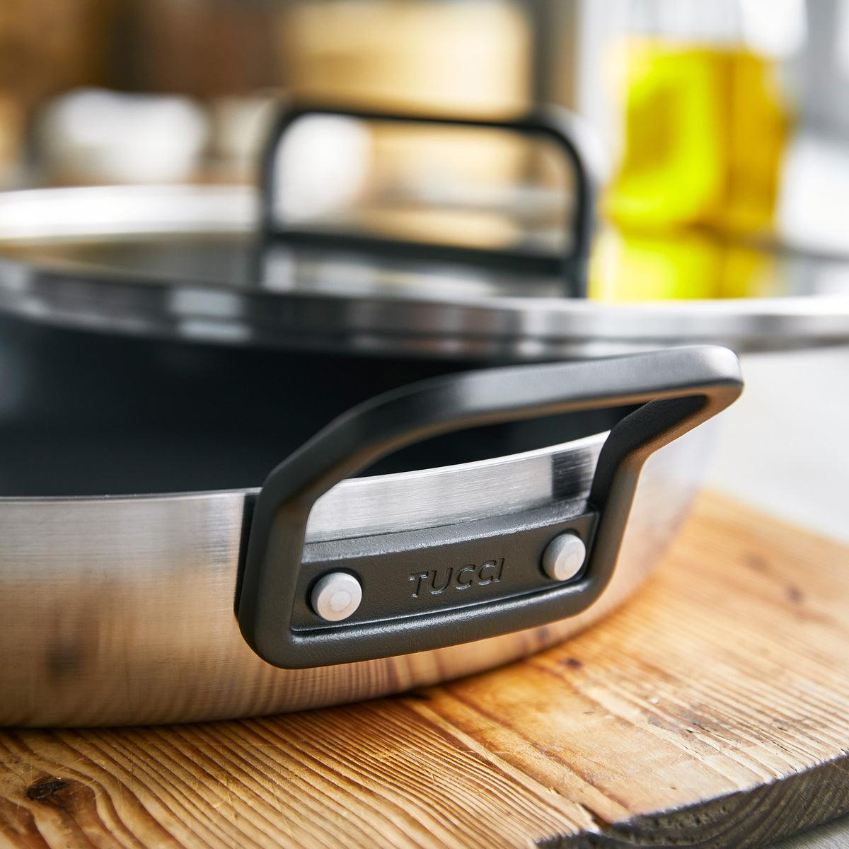 Stanley Tucci™ Stainless Steel Ceramic Nonstick 12 Frypan with Lid | Black Handle - Image 6