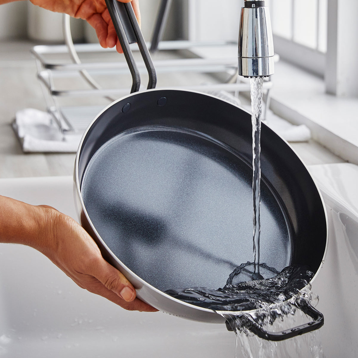 Stanley Tucci™ Stainless Steel Ceramic Nonstick 12 Frypan with Lid | Black Handle - Image 15