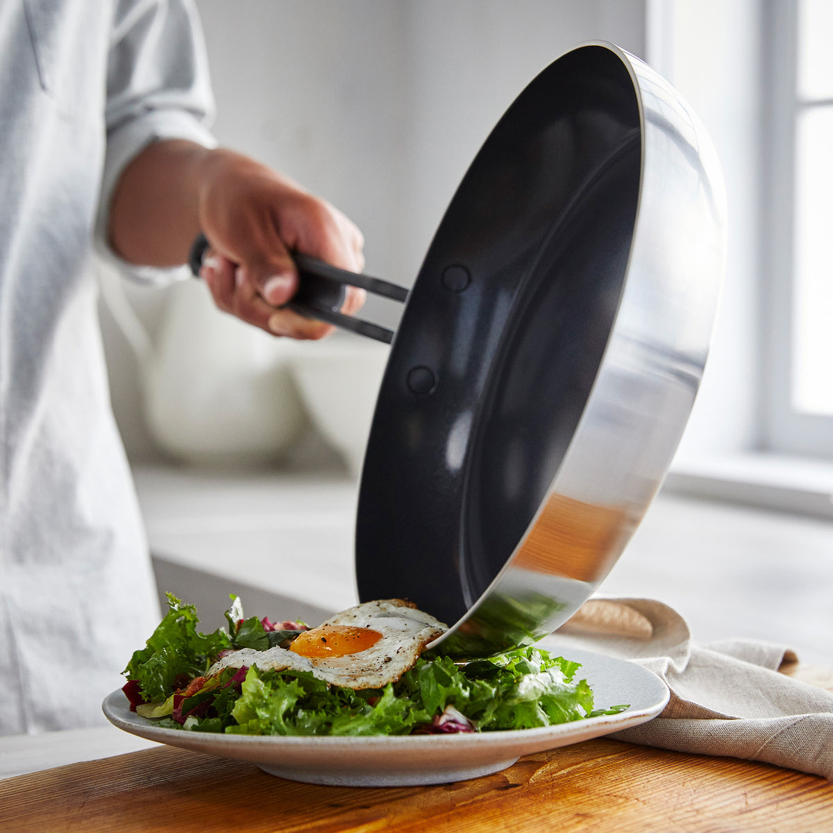 Stanley Tucci™ Stainless Steel Ceramic Nonstick 8 & 10 Frypan Set | Black Handles - Image 7