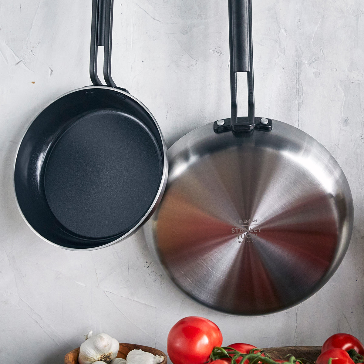 Stanley Tucci™ Stainless Steel Ceramic Nonstick 8 & 10 Frypan Set | Black Handles - Image 8