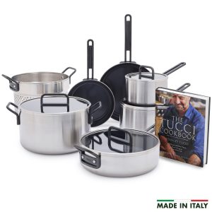 Stanley Tucci™ Stainless Steel Ceramic Nonstick 11-Piece Cookware Set | Black Handles