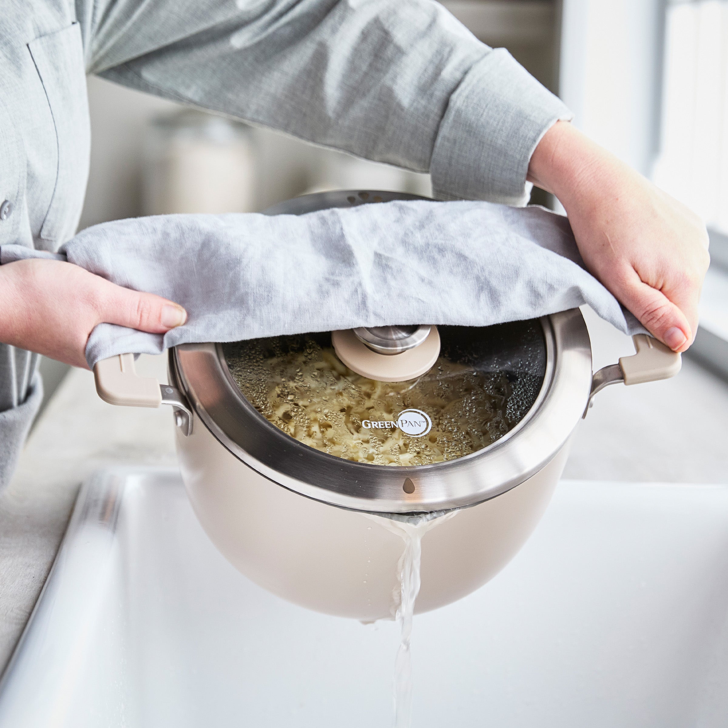 Space Saving Stack Ceramic Nonstick 11-Piece Cookware Set | Taupe - Image 7