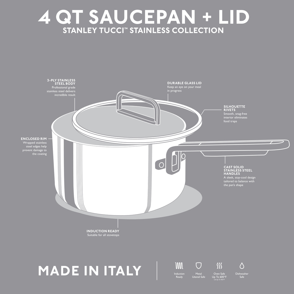 Stanley Tucci™ Uncoated Stainless Steel 4-Quart Saucepan with Lid - Image 11