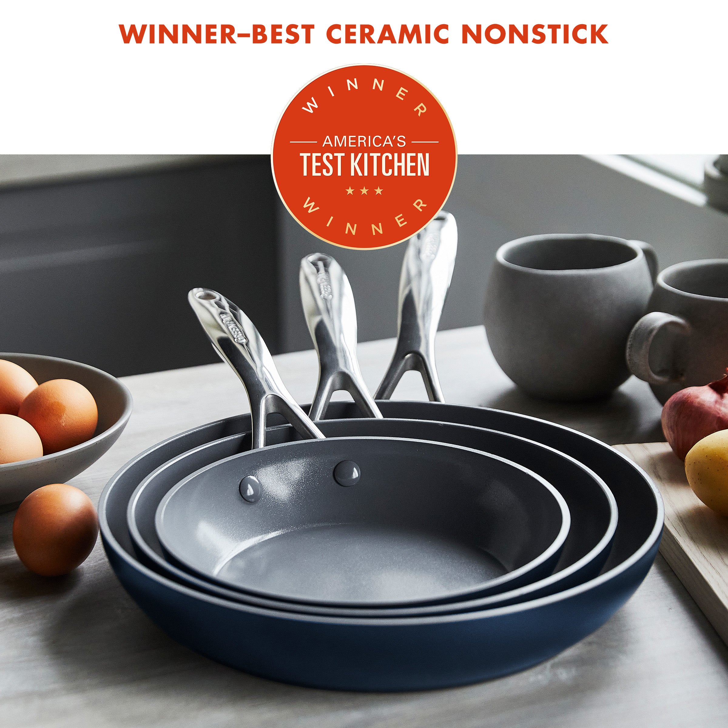 Valencia Pro Ceramic Nonstick 8. 9.5. and 11 Frypan Set | Twilight - Image 2