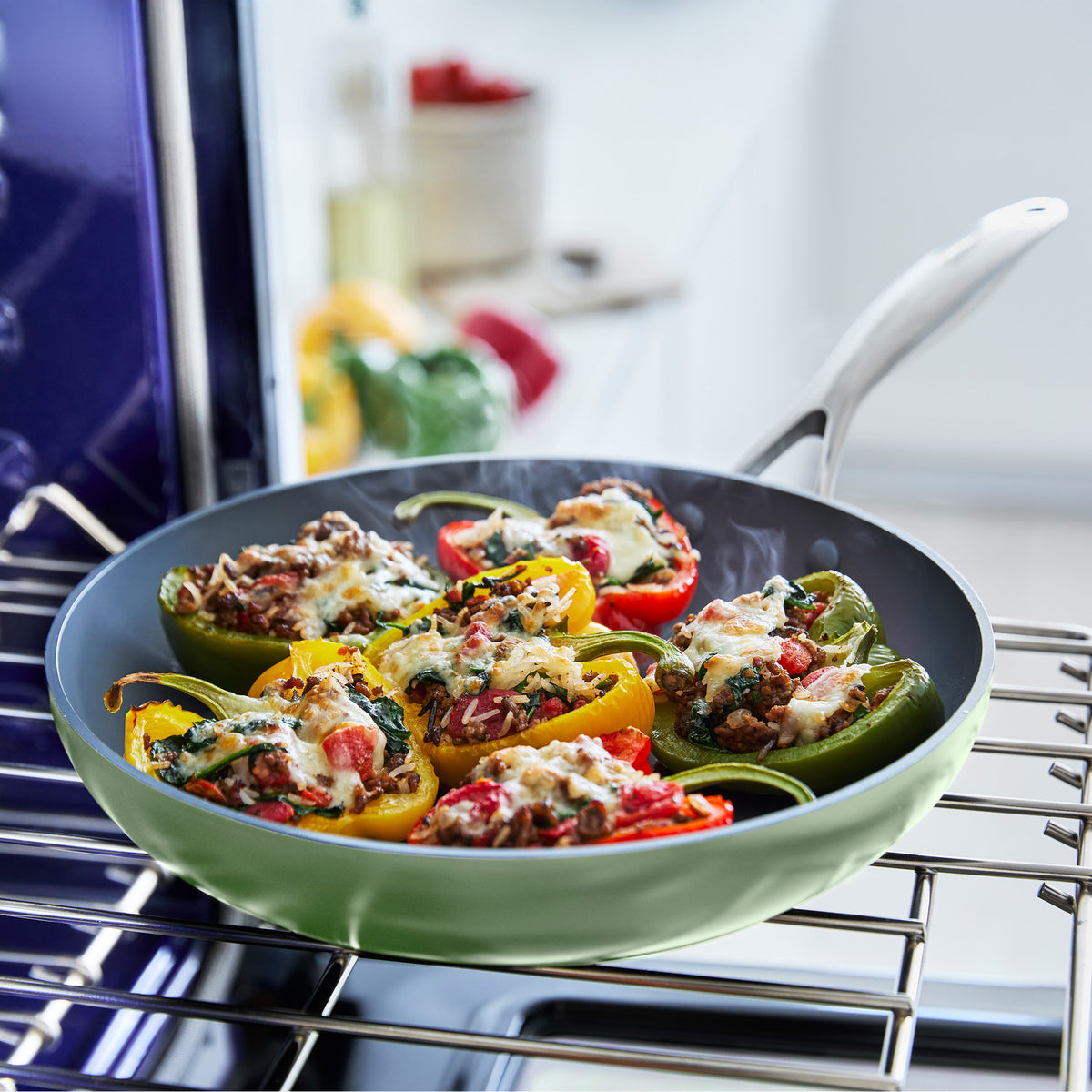 Valencia Pro Ceramic Nonstick 8. 9.5. and 11 Frypan Set | Sage - Image 5